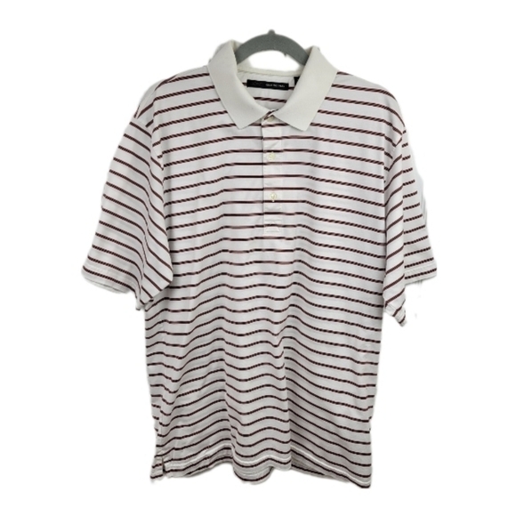Greg Norman Men's White/orange/black striped golf‎ polo size Large - Picture 1 of 8